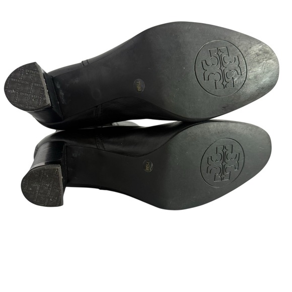 Tory Burch April Black Leather Ankle Boots Gunmetal Hardware Women's Size 7.5 - Picture 8 of 10